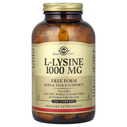 Solgar, L-Lysine, Free Form, 1,000 mg, 250 Tablets