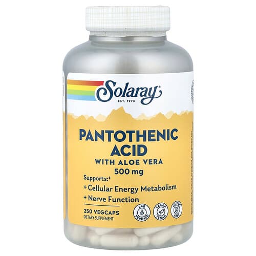 Solaray, Pantothenic Acid with Aloe Vera, 250 VegCaps
