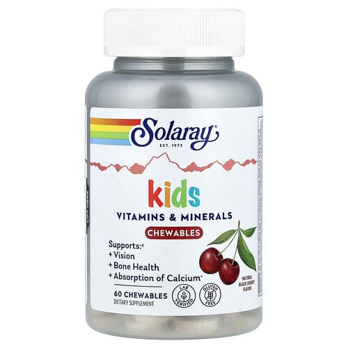 Solaray, Kids Vitamins & Minerals Chewable, Natural Black Cherry, 60 Chewables