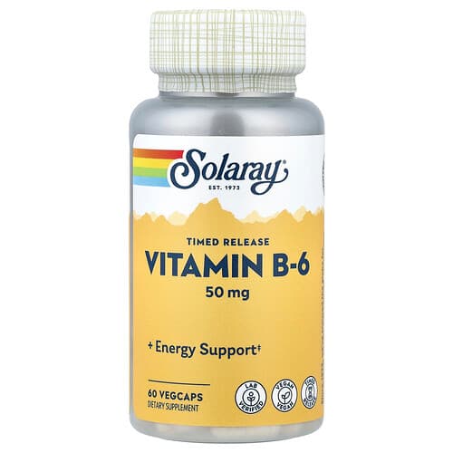 Solaray, Timed Release, Vitamin B-6, 50 mg , 60 VegCaps