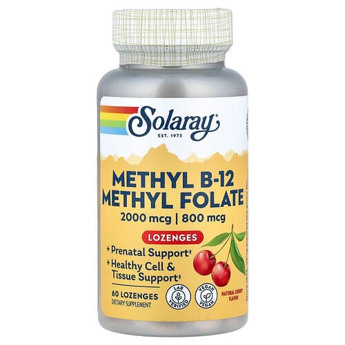 Solaray, Methyl B-12 Methyl Folate, Natural Cherry, 60 Lozenges