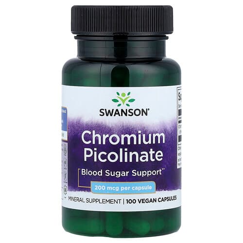 Swanson Vitamins, Chromium Picolinate, 200 mcg, 100 Vegan Capsules