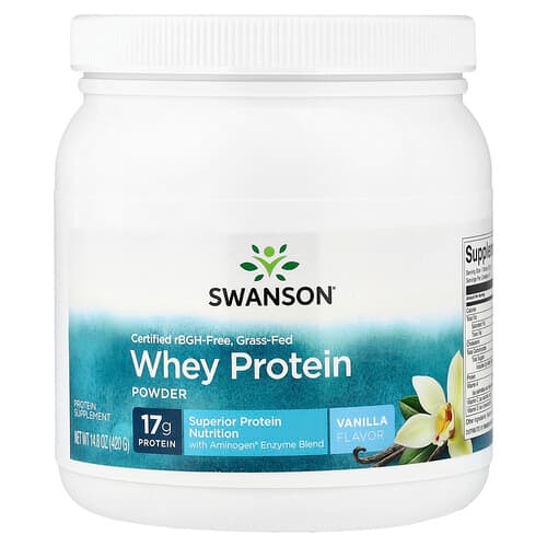 Swanson Vitamins, Certified rBGH-Free, Grass-Fed Whey Protein Powder, Vanilla, 14.8 oz (420 g)
