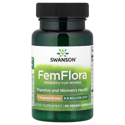 Swanson Vitamins, FemFlora, Probiotic For Women, 9.8 billion CFU, 60 Vegan Capsules