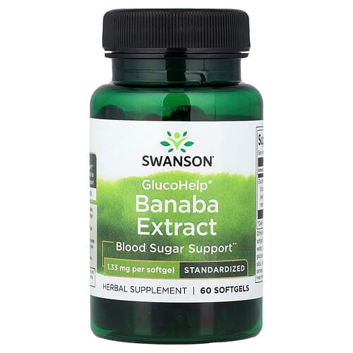Swanson Vitamins, GlucoHelp®, Banaba Extract, Standardized, 1.33 mg, 60 Softgels
