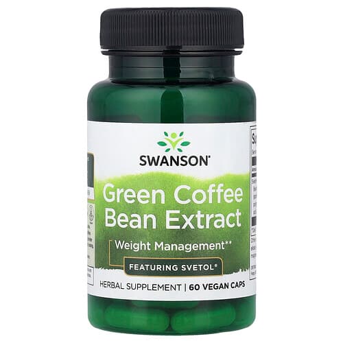 Swanson Vitamins, Green Coffee Bean Extract, 60 Vegan Caps (200 mg per Cap)