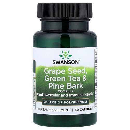 Swanson Vitamins, Grape Seed, Green Tea & Pine Bark Complex, 60 Capsules
