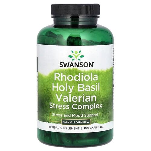 Swanson Vitamins, Rhodiola Holy Basil Valerian Stress Complex, 180 Capsules