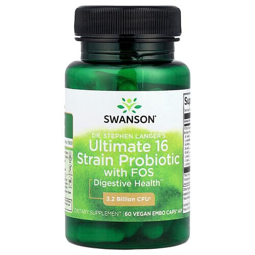 Swanson Vitamins, Dr. Stephen Langer's Ultimate 16 Strain Probiotic with FOS, 60 Vegan EMBO Caps® AP