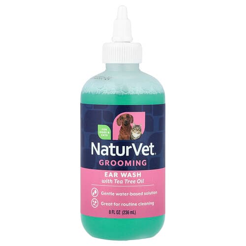 NaturVet, Ear Wash with Tea Tree Oil, For Dogs & Cats, 8 fl oz (236 ml)