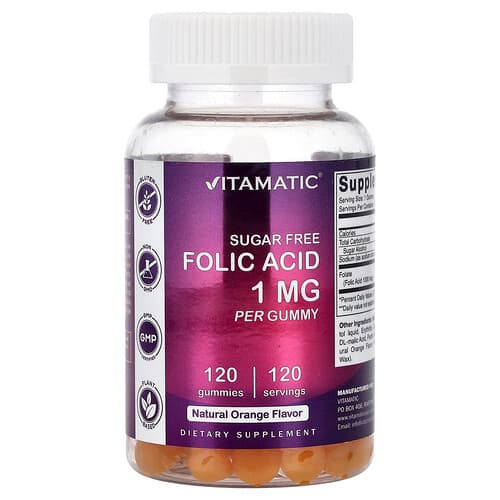 Vitamatic, Folic Acid, Natural Orange, 1 mg, 120 Gummies