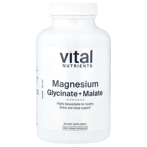 Vital Nutrients, Magnesium Glycinate + Malate, 200 Vegan Capsules (120 mg per Capsule)