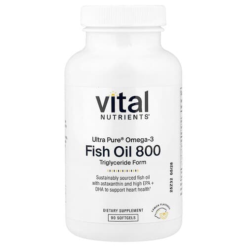 Vital Nutrients, Ultra Pure®, Omega-3 Fish Oil 800, Lemon, 90 Softgels