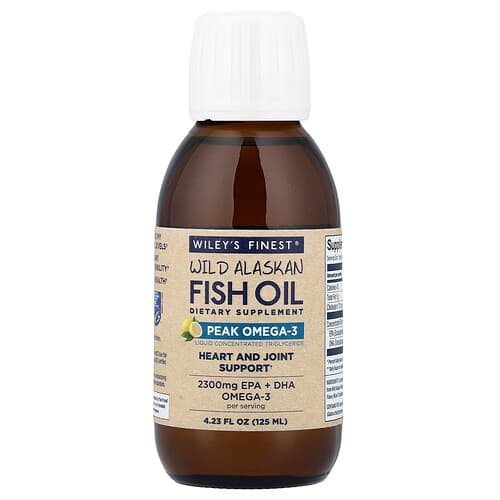 Wiley's Finest, Wild Alaskan Fish Oil, Peak Omega-3, Natural Lemon, 4.23 fl oz (125 ml)
