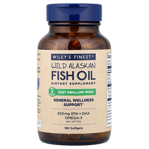 Wiley's Finest, Wild Alaskan Fish Oil, Easy Swallow Minis, 180 Softgels