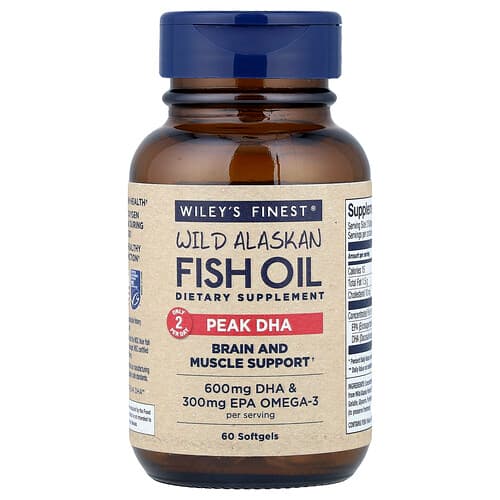 Wiley's Finest, Wild Alaskan Fish Oil, Peak DHA, 60 Softgels