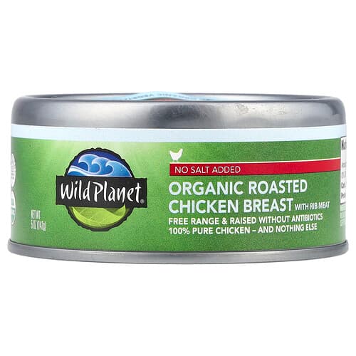 Wild Planet, Organic Roasted Chicken Breast With Rib Meat, No Salt Added, 5 oz (142 g)