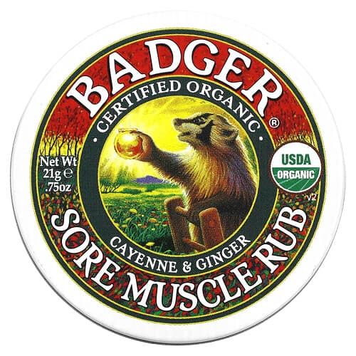 Badger, Organic Sore Muscle Rub, Cayenne & Ginger, 0.75 oz (21 g)
