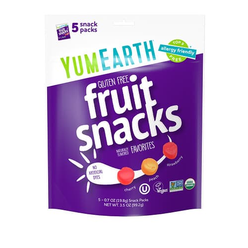 YumEarth, Gluten Free Fruit Snacks, Favorites, 5 Packs, 0.7 oz (19.8 g) Each