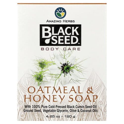 Amazing Herbs, Black Seed™, Oatmeal & Honey Bar Soap, 4.25 oz (120 g)