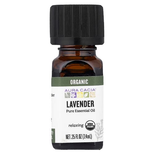 Aura Cacia, Pure Essential Oil, Organic Lavender, 0.25 fl oz (7.4 ml)