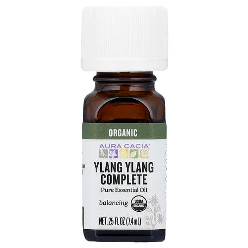 Aura Cacia, Pure Essential Oil, Organic Ylang Ylang Complete, 0.25 fl oz (7.4 ml)