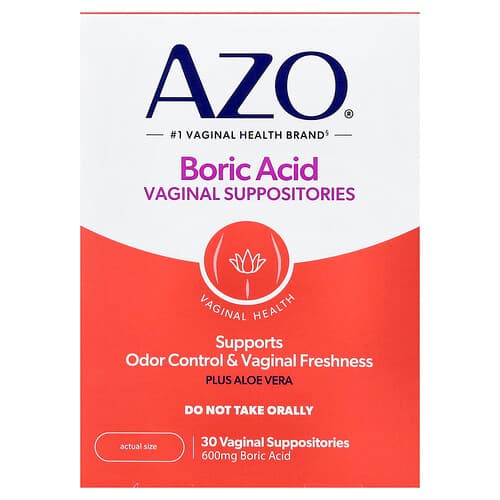 AZO, Boric Acid, Vaginal Suppositories, 600 mg, 30 Suppositories