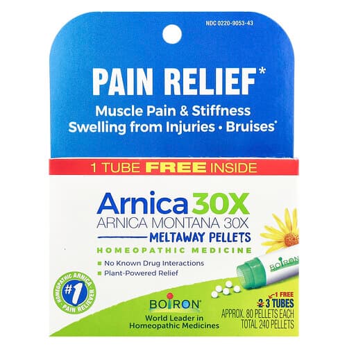 Boiron, Arnica Montana, 30X, 3 Tubes, Approx. 80 Pellets Each