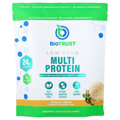 BioTRUST, Low Carb, Multi Protein, Vanilla Cream, 1.16 lb (529 g)