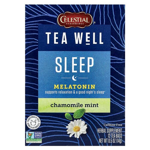 Celestial Seasonings, Tea Well, Sleep, Chamomile Mint, Caffeine Free, 12 Tea Bags, 0.5 oz (14 g)