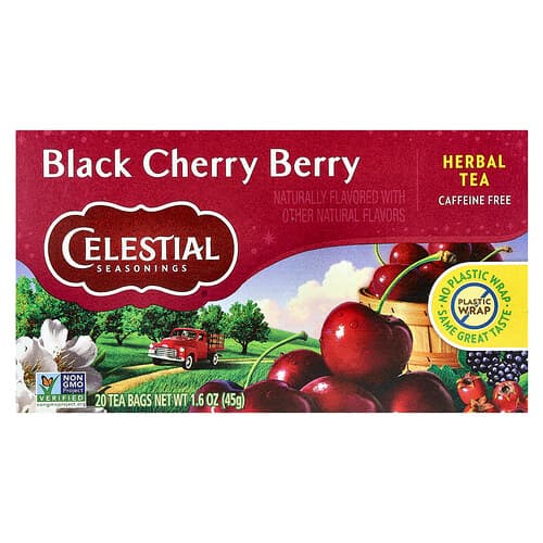 Celestial Seasonings, Herbal Tea, Black Cherry Berry, Caffeine Free, 20 Tea Bags, 1.6 oz (45 g)
