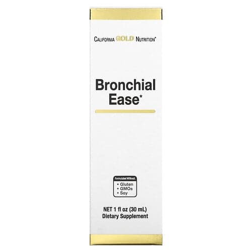 California Gold Nutrition, Bronchial Ease with Proprietary Blend of Fresh Osha Root, Mullein Leaf and Wild Cherry Bark, 1 fl oz (30 ml)