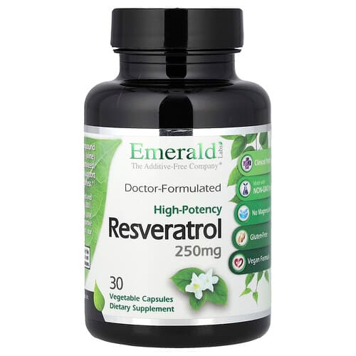 Emerald Laboratories, Resveratrol, 250 mg, 30 Vegetable Capsules