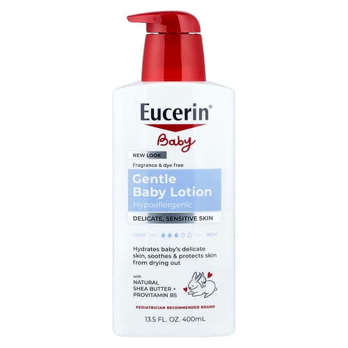 Eucerin, Baby, Gentle Lotion, Delicate, Sensitive Skin, Fragrance Free, 13.5 fl oz (400 ml)