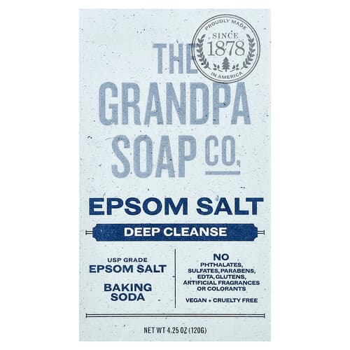 The Grandpa Soap Co., Bar Soap, Face & Body, Epsom Salt, 4.25 oz (120 g)