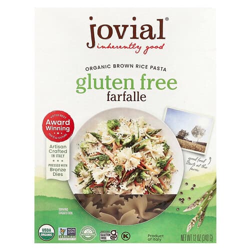 Jovial, Organic Brown Rice Pasta, Farfalle, 12 oz (340 g)