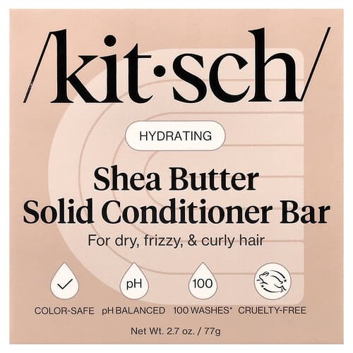 Kitsch, Shea Butter Hydrating Solid Conditioner Bar, For Dry, Frizzy, & Curly Hair, Sugared Amber & Shea, 2.7 oz (77 g)