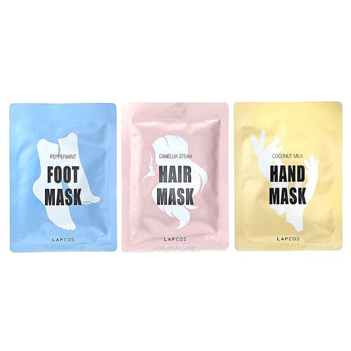 Lapcos, Variety Body Mask Pack, 3 Masks