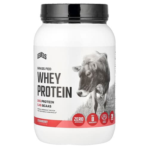 Levels, Grass Fed Whey Protein Powder, Strawberry, 2 lb (907 g)