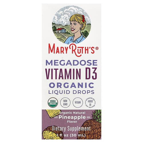 MaryRuth's, Megadose Vitamin D3 Organic Liquid Drops, Pineapple, 1 fl oz (30 ml)