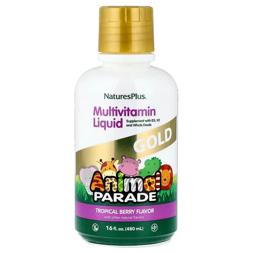 NaturesPlus, Animal Parade® Gold, Multivitamin Liquid, Tropical Berry, 16 fl oz (480 ml)