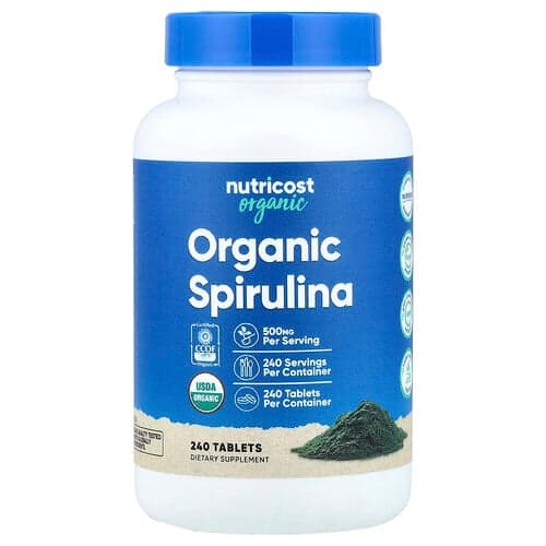 Nutricost, Organic Spirulina, 500 mg, 240 Tablets