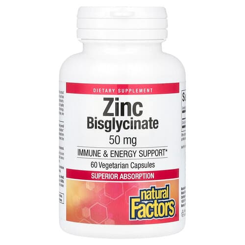 Natural Factors, Zinc Bisglycinate, 50 mg, 60 Vegetarian Capsules
