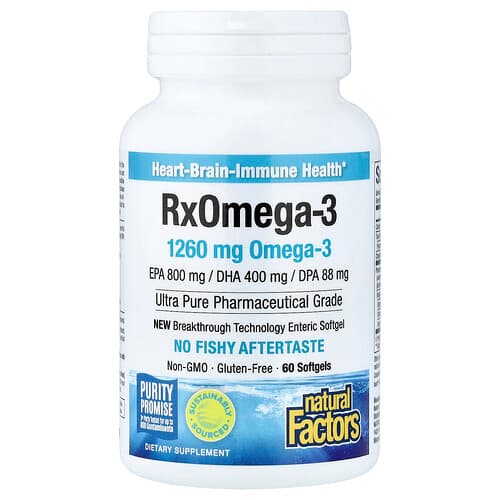 Natural Factors, RxOmega-3, 60 Softgels (630 mg per Softgel)