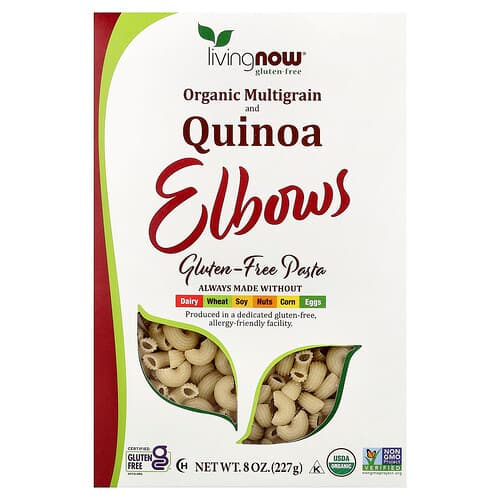 NOW Foods, Living NOW®, Organic Multigrain and Quinoa Elbows, Gluten Free, 8 oz (227 g)