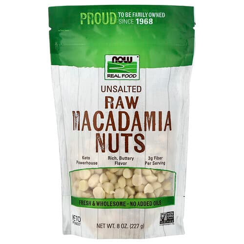 NOW Foods, Real Food, Raw Macadamia Nuts, Unsalted, 8 oz (227 g)