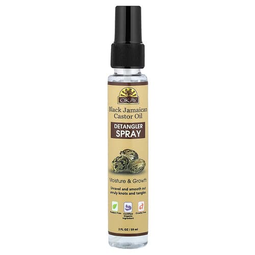 Okay Pure Naturals, Black Jamaican Castor Oil, Detangler Spray, 2 fl oz (59 ml)