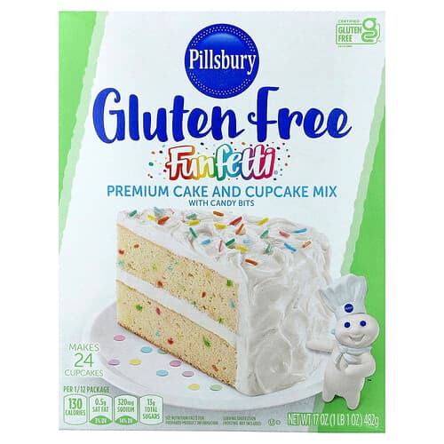Pillsbury, Funfetti® Premium Cake and Cupcake Mix with Candy Bits, Gluten Free, 1 lb 1 oz (482 g)