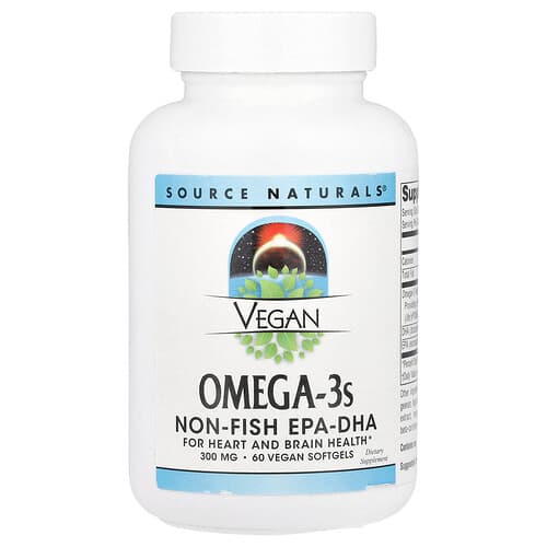 Source Naturals, Vegan Omega-3s, Non-Fish EPA-DHA, 300 mg, 60 Vegan Softgels