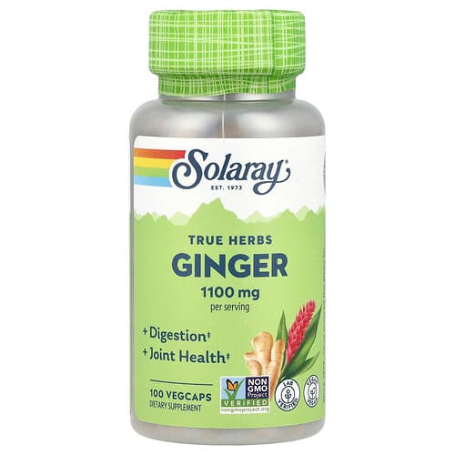 Solaray, True Herbs, Ginger, 100 VegCaps (550 mg per Capsule)